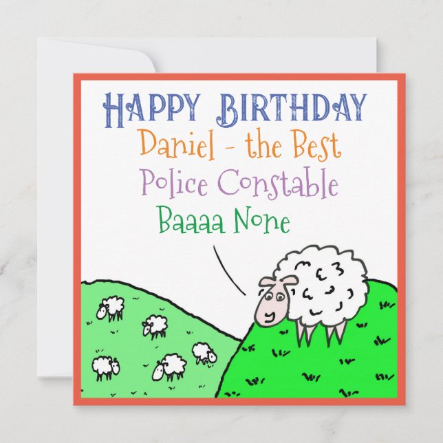 Happy Birthday Police Constable Funny Card (Front)