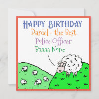 Happy Birthday Police Officer Fun Sheep Design