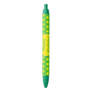 Happy Birthday Polka Dot Black Ink Pen (Neon)