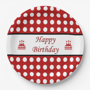 Happy Birthday Polka Dot Paper Plate