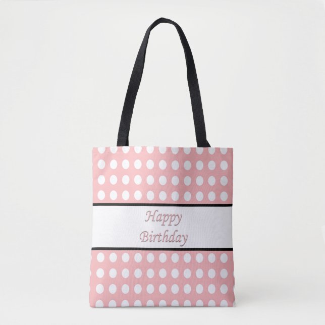 Happy Birthday Polka Dot Tote Bag (Front)