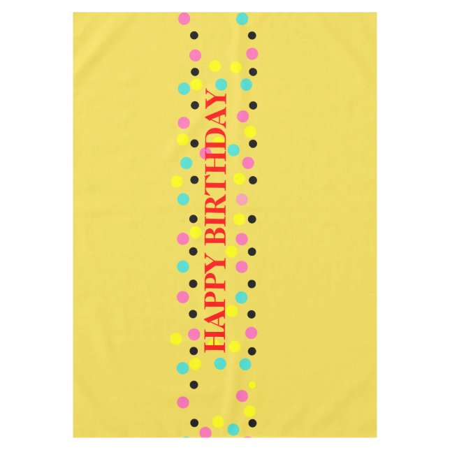 Happy Birthday Polka Dots Party Tablecloth (Front)