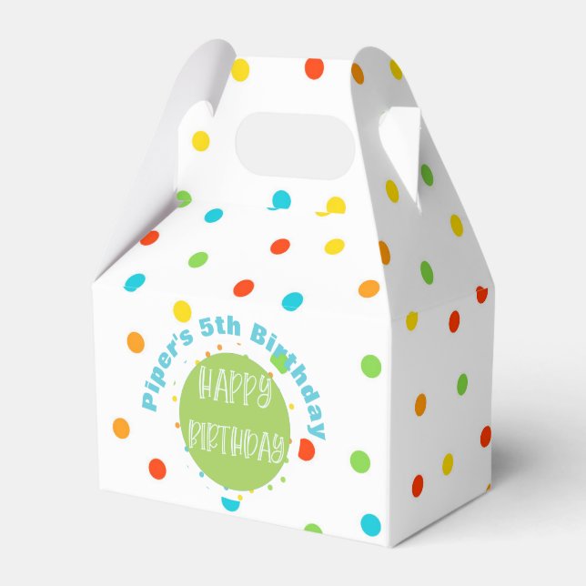 Happy Birthday Polkadot Bright Favour Box Customis (Front Side)
