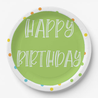 Happy Birthday Polkadots Paper Plates Bright