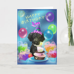 Happy Birthday poodle balloons Card