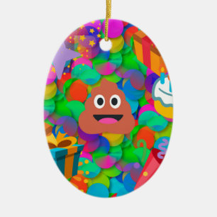 happy birthday poop emoji ceramic tree decoration