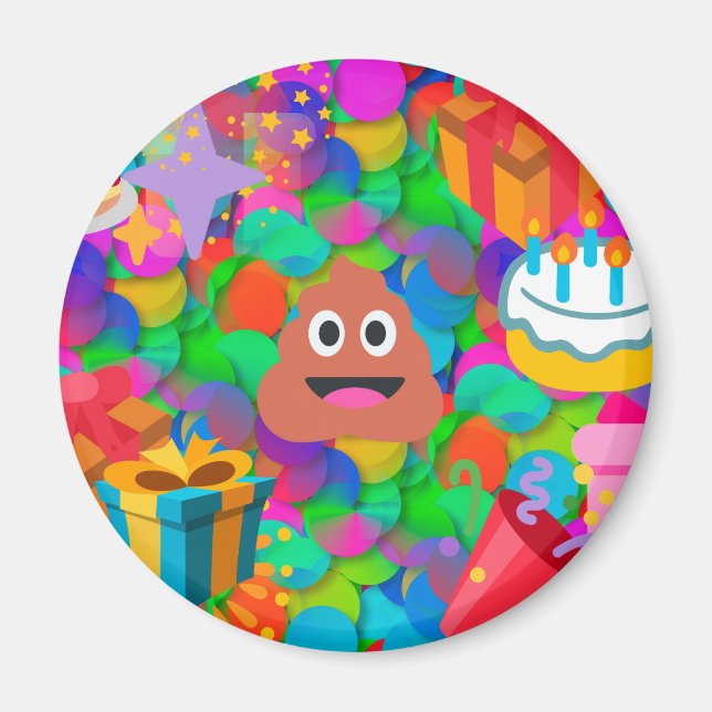 happy birthday poop emoji magnet (Front)