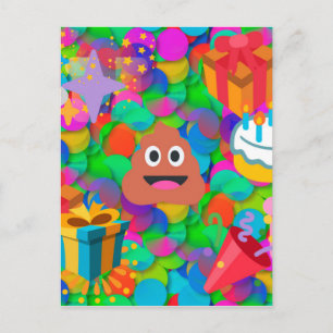 happy birthday poop emoji postcard