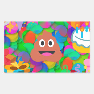 happy birthday poop emoji rectangular sticker