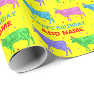 Happy Birthday Pop Art Cows Wrapping Paper