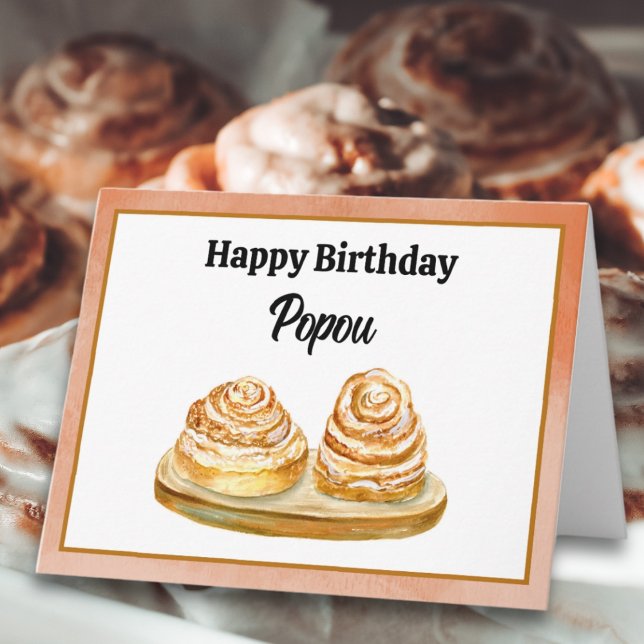 Happy Birthday Popou Watercolor Cinnamon Buns Card (Creator Uploaded)