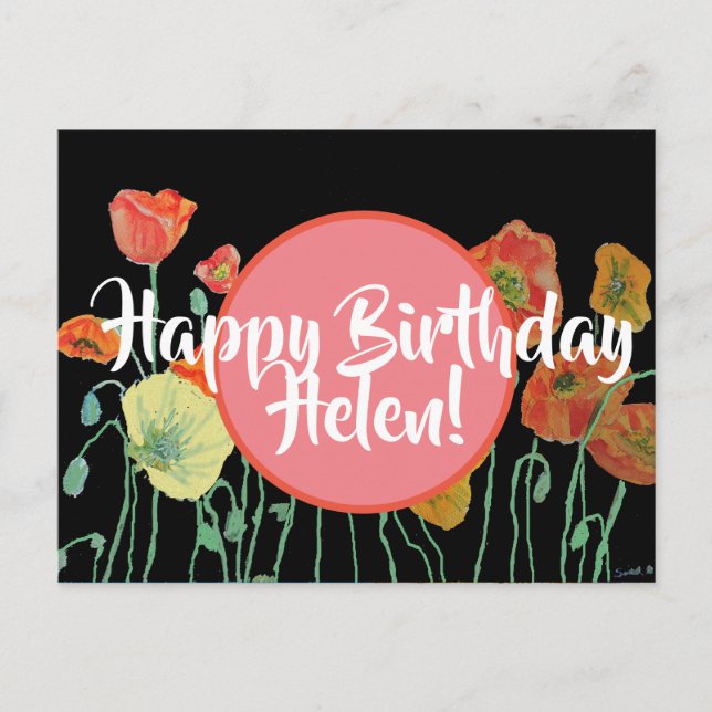 Happy Birthday Poppy floral ladies Name Postcard (Front)