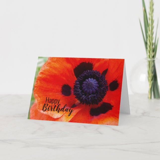 Happy Birthday Poppy Flower Card (Front)