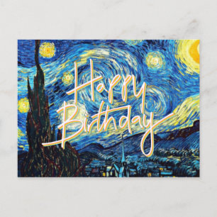 Happy Birthday! Popular artowrk, Starry Night, Postcard