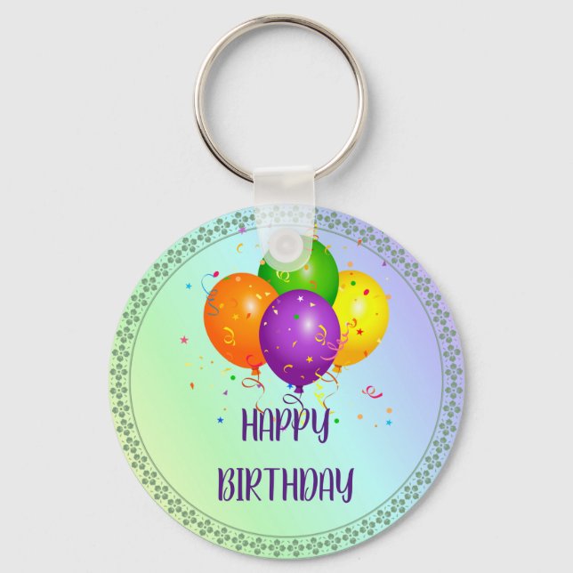 Happy Birthday, popular design,  Key Ring (Front)
