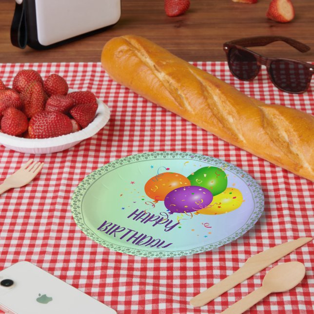 Happy Birthday, popular design, Paper Plate (Picnic)