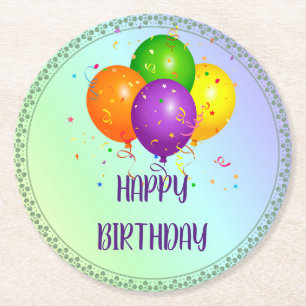 Happy Birthday, popular design, Round Paper Coaster