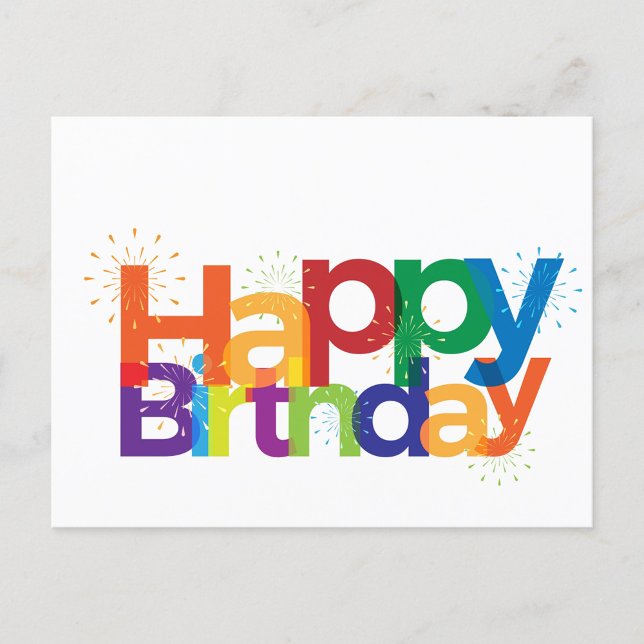 Happy Birthday Postcard (Happy Birthday Text with Colorful Letters!)