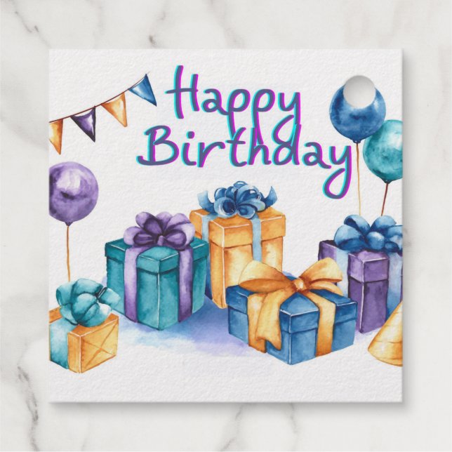 Happy Birthday  Postcard Favour Tags (Back)