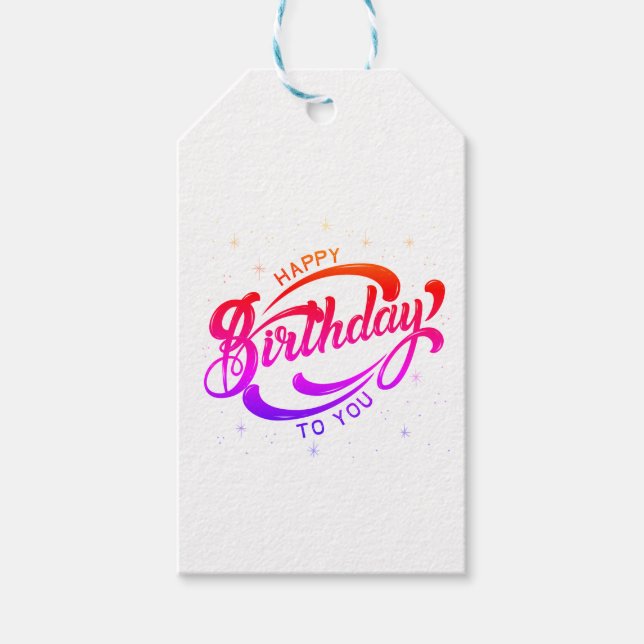Happy Birthday Postcard Gift Tags (Front)