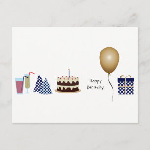 Happy Birthday Postcard - in navy blue