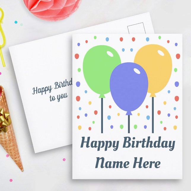 Happy Birthday Postcard with Coloured Balloons (Happy Birthday Postcard with Colored Balloons)