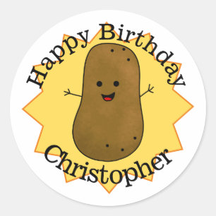 Happy Birthday Potato Personalised Classic Round Sticker
