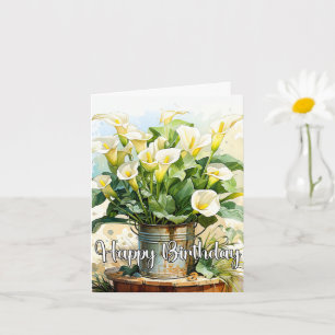 Happy Birthday Potted Blooming Calla Lilies Card