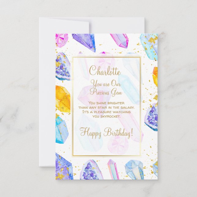 Happy Birthday precious Gem Crystals  Card (Front)