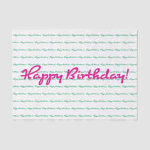 Happy Birthday! Preppy spring pink green casual Tissue Paper