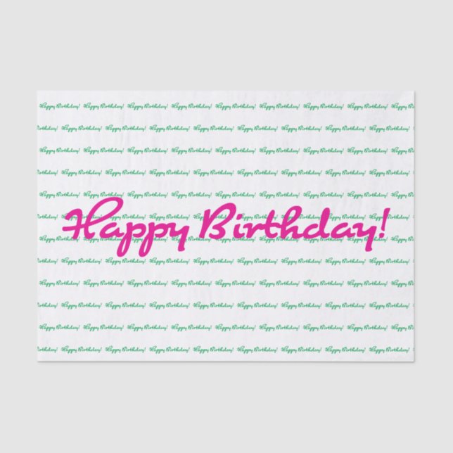 Happy Birthday! Preppy spring pink green casual Tissue Paper (Front)
