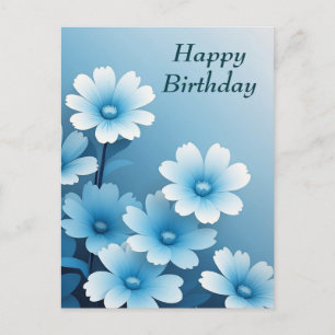 Happy Birthday Pretty Blue Flowers  Postcard