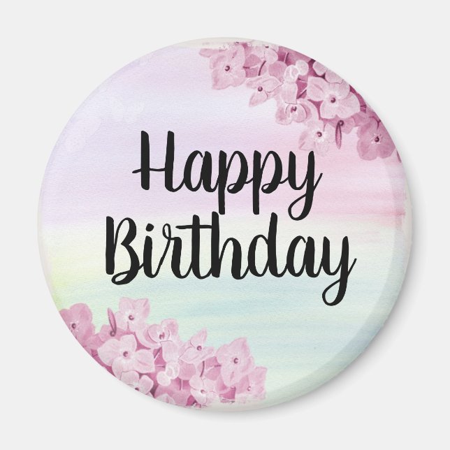 Happy Birthday Pretty Floral Vintage Pastel Magnet (Front)