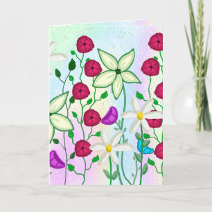 Happy Birthday, Pretty Floral Watercolor Card