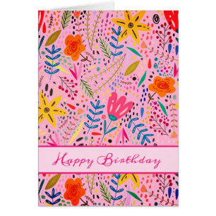 Happy Birthday Pretty Flower Art Card