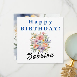 Happy Birthday Pretty Flowers Congratulation Card 