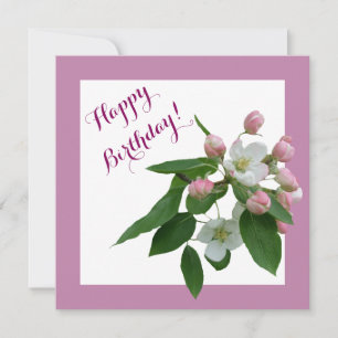 Happy birthday pretty pink cherry blossom flowers  holiday card