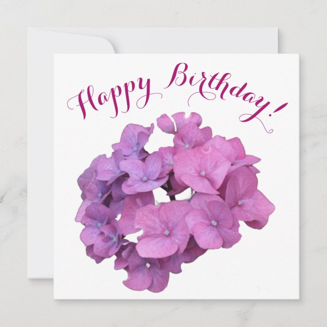 Happy birthday pretty pink flowers stylish floral  holiday card (Front)