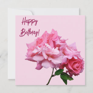 Happy Birthday pretty pink rose minimalist elegant Card
