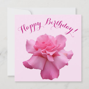 Happy birthday pretty pink rose stylish floral fun holiday card