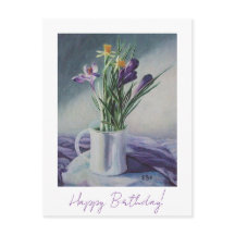 Happy birthday pretty purple floral fine art 