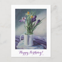 Happy birthday pretty purple floral fine art 