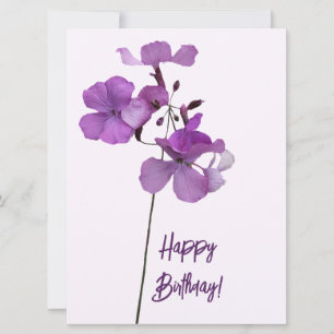 Happy birthday pretty purple floral simple flower holiday card