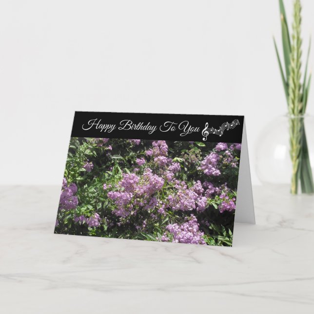 Happy Birthday Pretty Purple Flowers Card (Front)