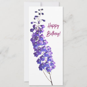 Happy birthday pretty purple flowers simple floral save the date