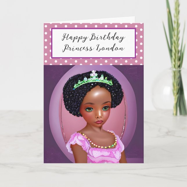 Happy Birthday Pretty Purple Princess Personalised Card (Front)