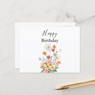 Happy Birthday Pretty Wildflowers Postcard