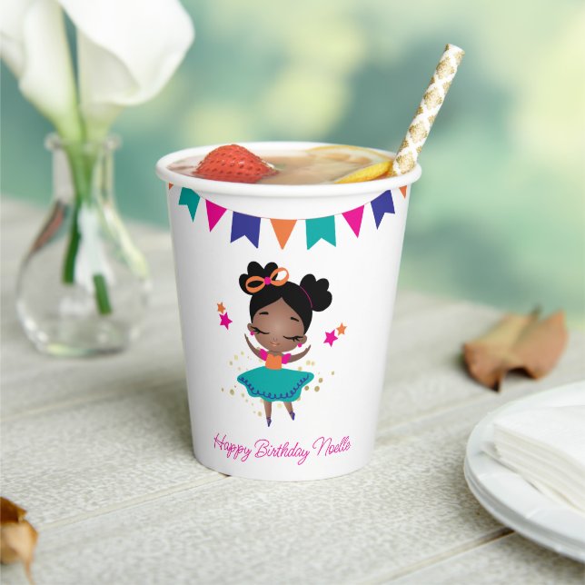 Happy Birthday! Princess Ballerina w/Bow Birthday Paper Cups (Insitu)