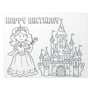 Happy Birthday Princess Colouring Notepad