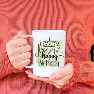 Happy birthday Print Modern White Mug